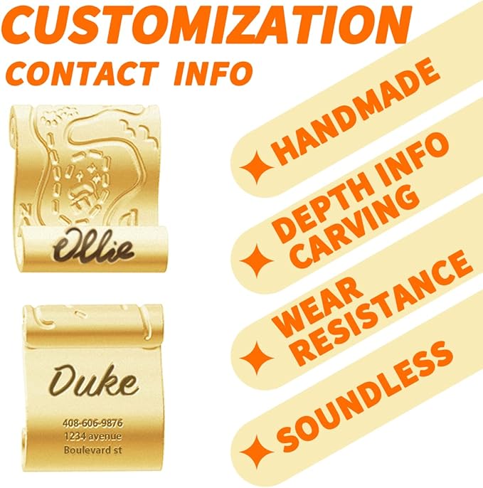 Dogs ID Tags Personalized Front and Back Engraving Brass Adventure Map Shape - Image 5