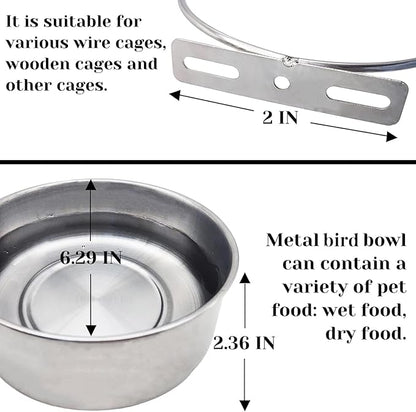 PINVNBY 2pcs Stainless Steel Bird Bowl - Image 2