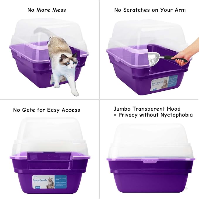 Petfamily Cat Litter Box, Large Foldable Jumbo Hooded Cat Litter Box - Image 4