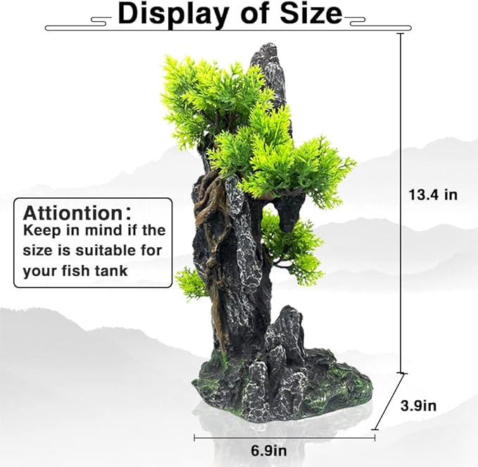 Aquarium Mountain View Stone Ornament Tree Rock Cave - Image 4