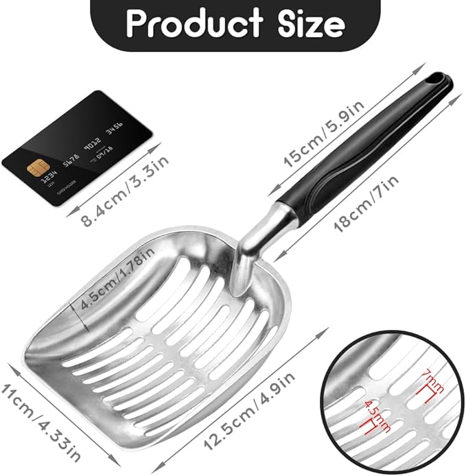 Showvigor Cat Litter Scoop, Metal Cat Scooper, Plastic Handle Scoop, Sifting - Image 2