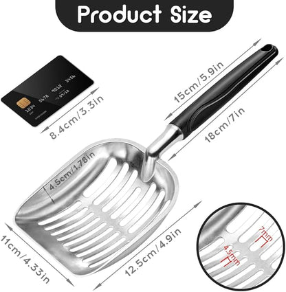 Showvigor Cat Litter Scoop, Metal Cat Scooper, Plastic Handle Scoop, Sifting - Image 2