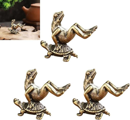 3 Pack Mini Frog and Turtle Brass Bird Bath Decorations Cute Garden Ornaments by Unknown