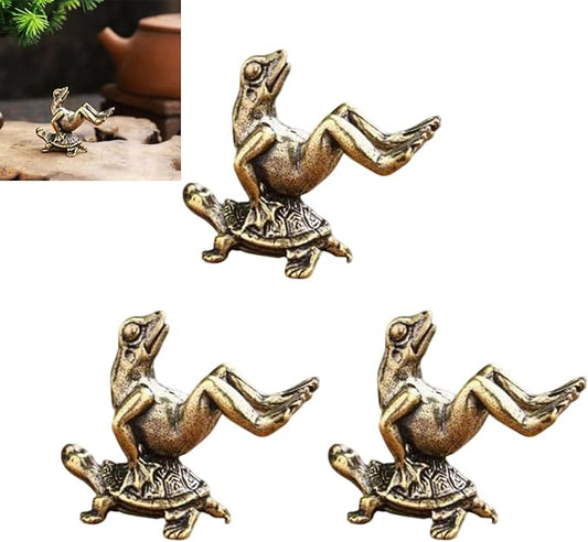 3 Pack Mini Frog and Turtle Brass Bird Bath Decorations Cute Garden Ornaments by Unknown