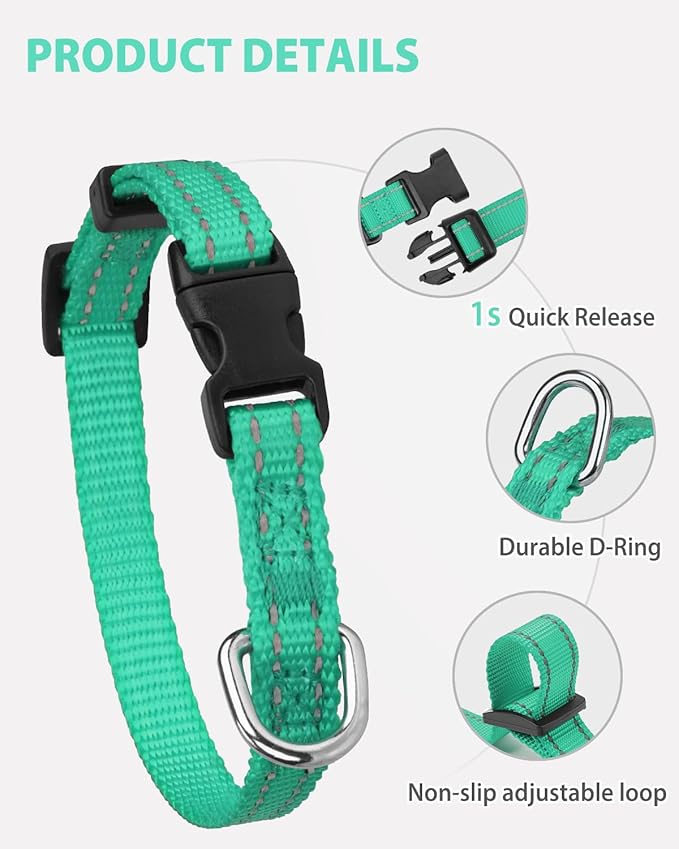 Joytale Puppy Collar, Feather-Light Double-Sided Reflective Nylon Collar - Image 4