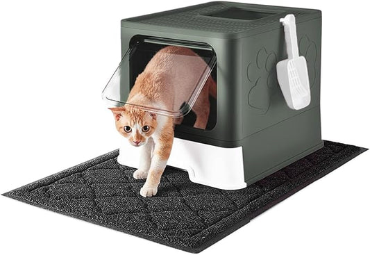Medario Cat Litter Box with X-Large Litter Mat and Scoop, Large Covered Litter by Medario
