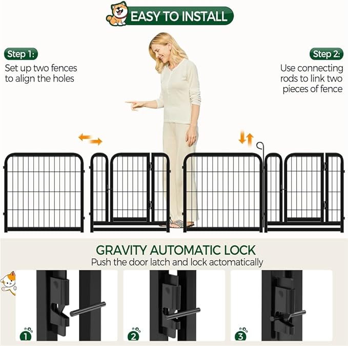 Yaheetech Dog Playpen Outdoor 24 inch 12 Panels Indoor Dog Fence Metal Dog Pen - Image 8