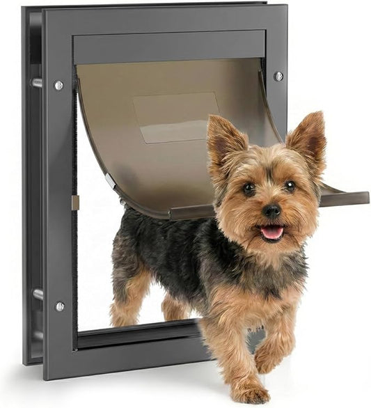 Dog Door for Large Dogs, Large Black Aluminum Frame Pet Door by freetoenterandexit