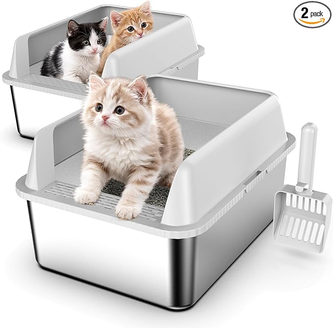 Suzzipaws Small Stainless Steel Litter Box by Suzzipaws