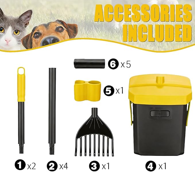 FUSBUNTY Pooper Scooper Swivel Bin & Rake - Image 8