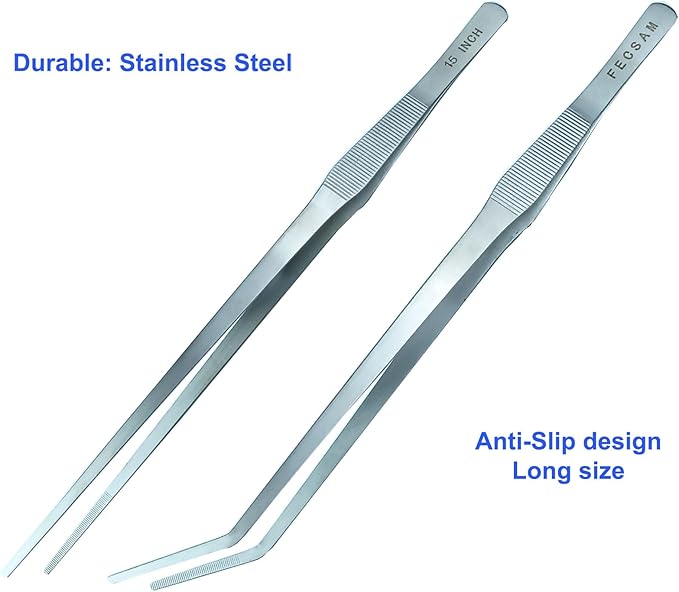 Aquarium Aquascape Tools Kit, 15 inch Stainless Steel Includes Brush, - Image 3