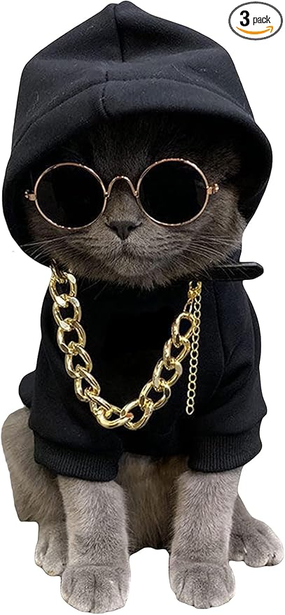 QWINEE 3Pcs Dog Hoodie Cat Apparel Dog Custume Set by QWINEE