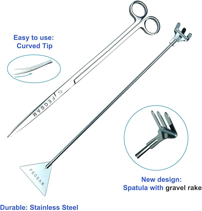 Aquarium Aquascape Tools Kit, 15 inch Stainless Steel Includes Brush, - Image 4