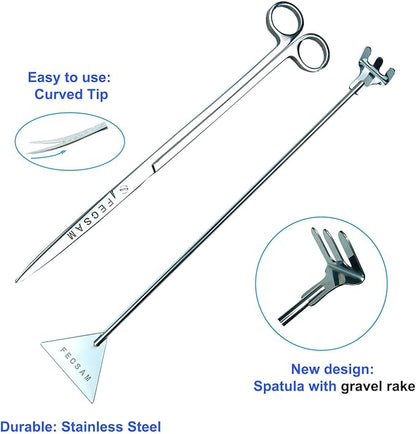 Aquarium Aquascape Tools Kit, 15 inch Stainless Steel Includes Brush, - Image 4