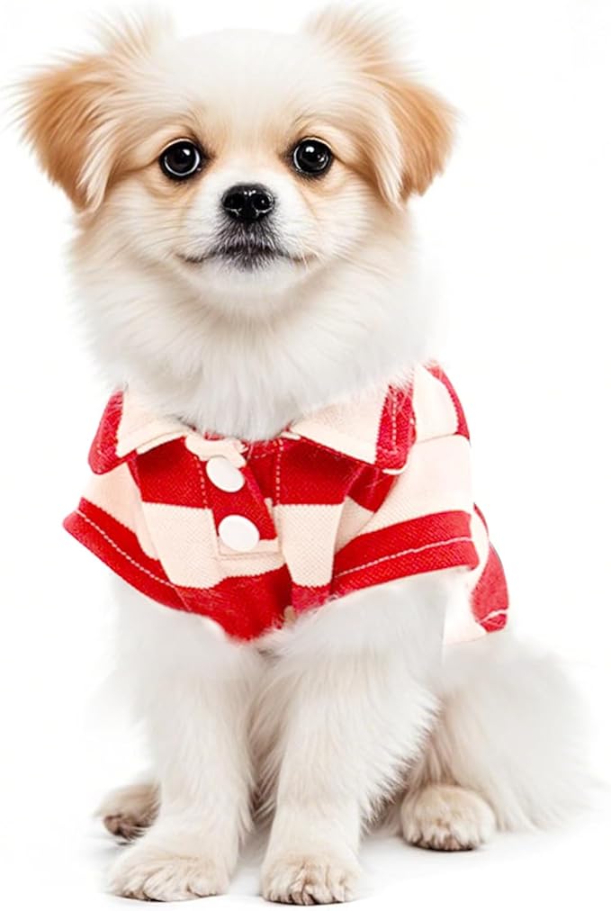 Dog Shirt Polo Shirt Striped Collar Puppy Clothes Summer Button Up Pet Clothes - Image 7