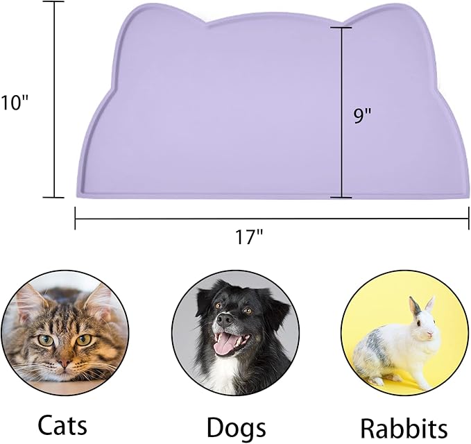 Cat Food Mat, Silicone Non Slip Dog Bowl Mat Waterproof Cat Feeding Mat Stop - Image 2