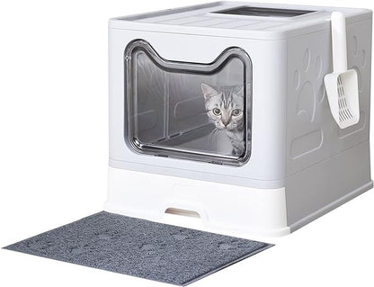 Medario Cat Litter Box with Litter Mat and Scoop, Large Covered Litter Box with by Medario