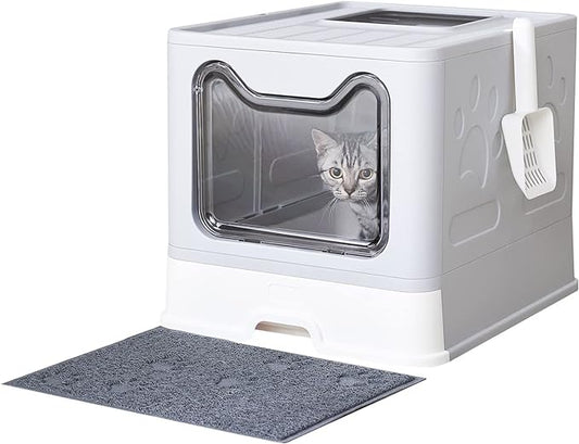 Medario Cat Litter Box with Litter Mat and Scoop, Large Covered Litter Box with by Medario