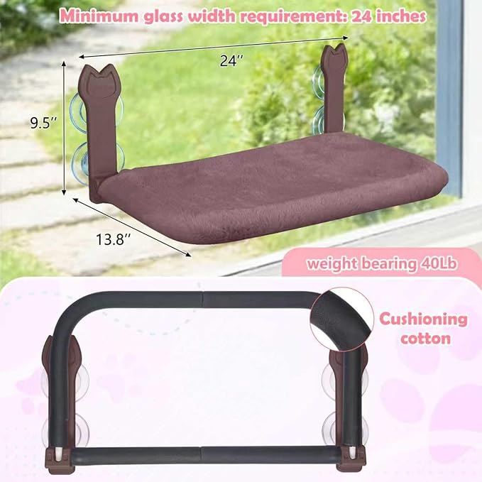 2 Pack Cat Window Perch, Cat Window Hammock Cordless Foldable Window Bed - Image 2