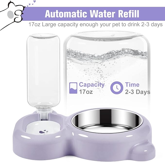 Double Dog Cat Bowls, Cat Food and Water Bowl Set - Image 2