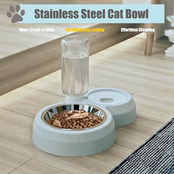 Double Dog Cat Bowls, Cat Food and Water Bowl Set - Image 3