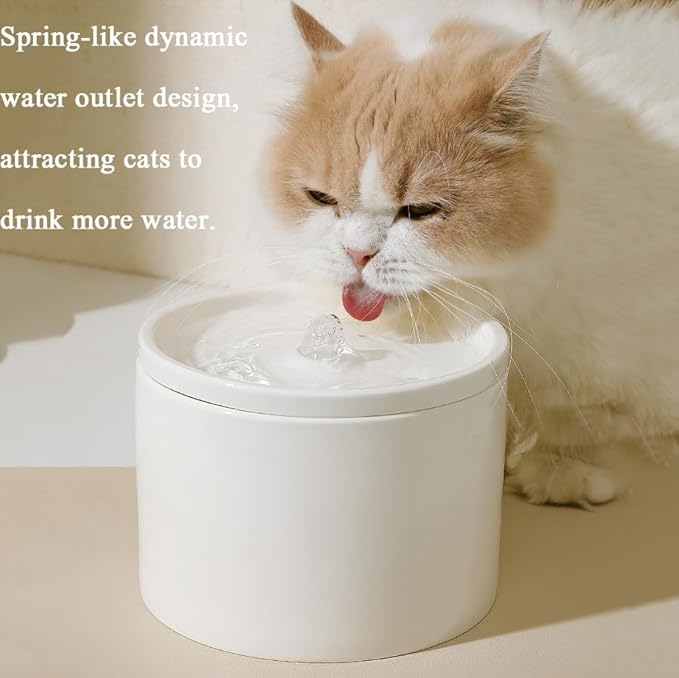 Ceramic Cat Water Fountain 33.82oz/1L Automatic Super Silent Pet Drinking - Image 9