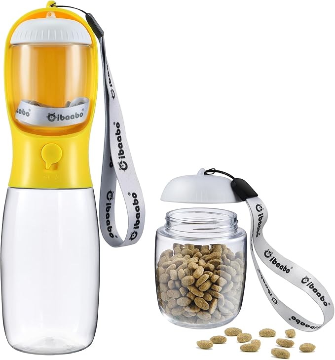 Cibaabo Dog Water Bottle with Food Container, Travel Puppy Water Bowl, Portable by Cibaabo