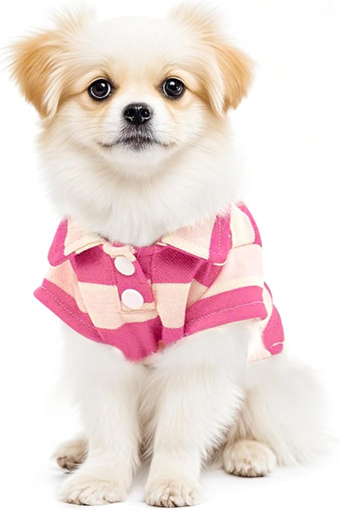 Dog Shirt Polo Shirt Striped Collar Puppy Clothes Summer Button Up Pet Clothes - Image 5