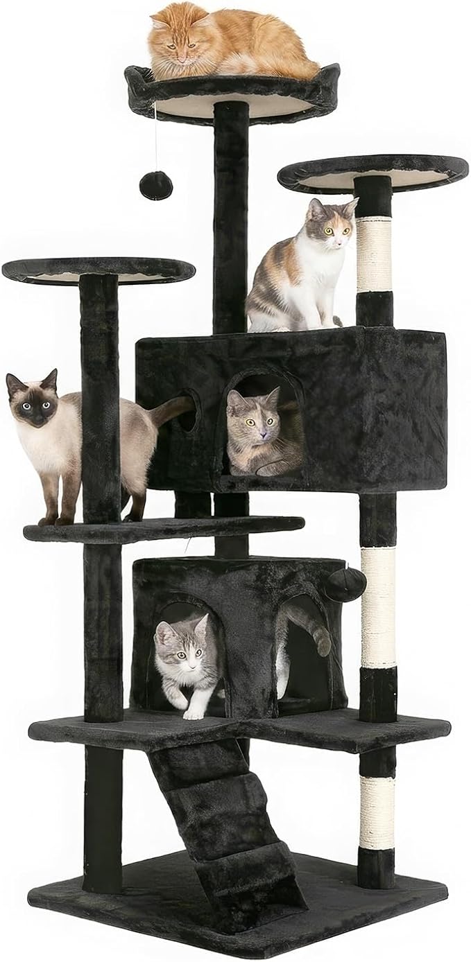 FDW | 54" Cat Tree Tower | Dark Gray | Multi-Level Indoor Activity Center by FDW