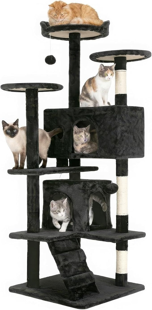 FDW | 54" Cat Tree Tower | Dark Gray | Multi-Level Indoor Activity Center by FDW