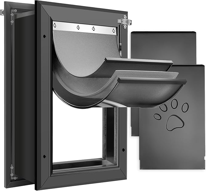 3-Flaps Heavy-Duty Dog Door for Wall, Rust Proof Aluminum Alloy Frame, Extreme by PetoasisFlagship