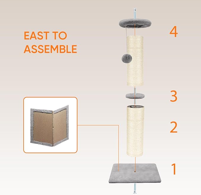 PAWSCRAT Cat Scratching Post 32" Tall, 5-Inch Diameter Natural Sisal Cat - Image 7