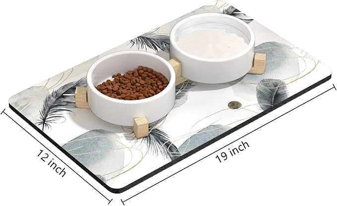 Rnivvi Dog Food Mat, Cute Anti-Slip Rubber Pet Feeding Rug Protect Floors - Image 2