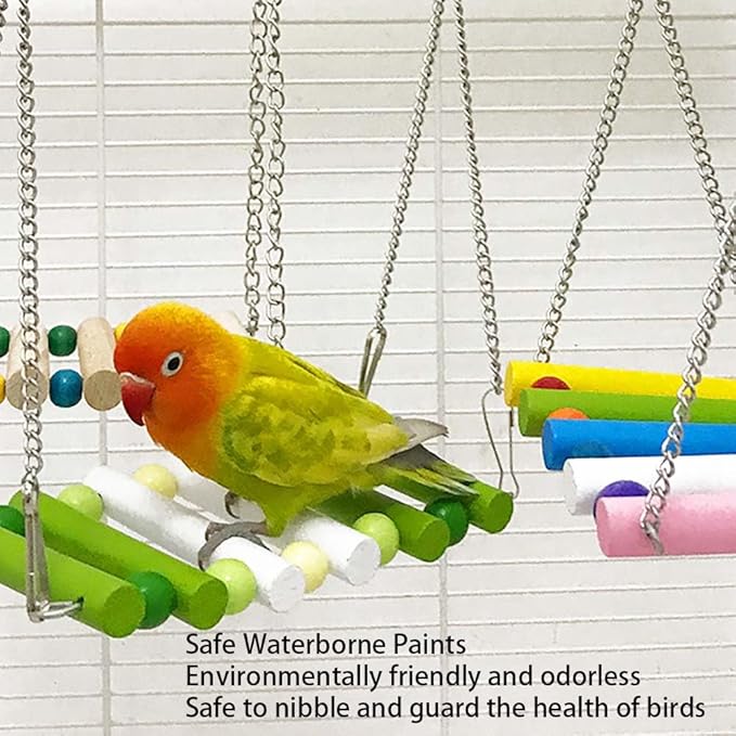Bird Swing, Parakeet Swing, Parrot Perch Stand, Natural Wooden Swing Hanging - Image 7