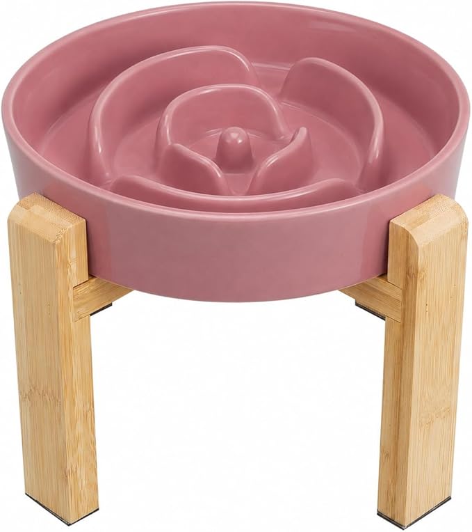 Elevated Slow Feeder Dog Bowl Large Breed, 8.8 Inch Ceramic Slow Eating Bowl by PTOBER