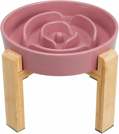 Elevated Slow Feeder Dog Bowl Large Breed, 8.8 Inch Ceramic Slow Eating Bowl by PTOBER