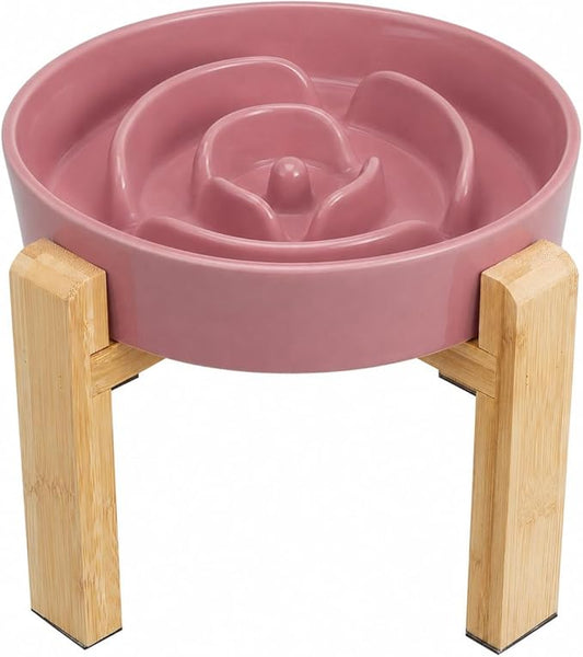 Elevated Slow Feeder Dog Bowl Large Breed, 8.8 Inch Ceramic Slow Eating Bowl by PTOBER