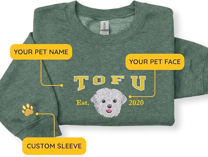 Custom Embroidered Sweatshirt Dog From Real Photo - Image 3