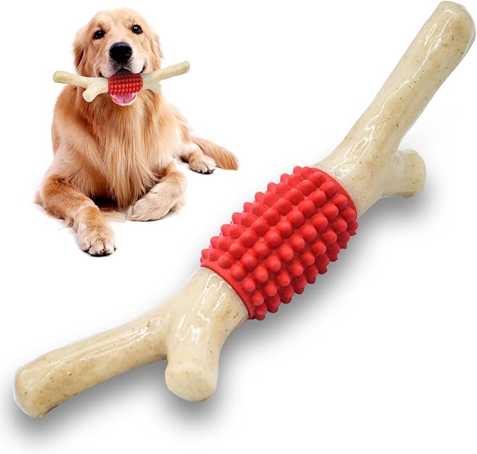 SCHITEC Dog Chew Toy for Aggressive Chewers, Tough Big Nylon & Rubber Teething by SCHITEC