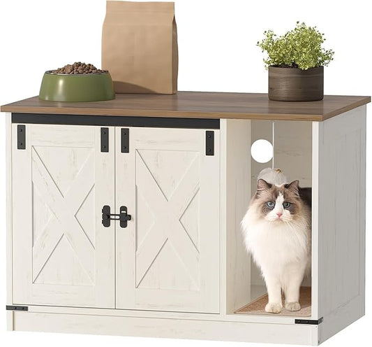 Hzuaneri Cat Litter Box Enclosure, Hidden Litter Box Cabinet Furniture by Hzuaneri