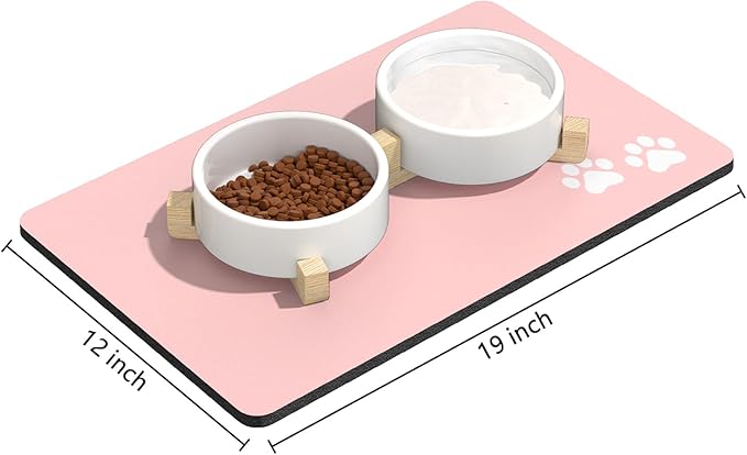 Rnivvi Dog Food Mat, Cute Anti-Slip Rubber Pet Feeding Rug Protect Floors - Image 2