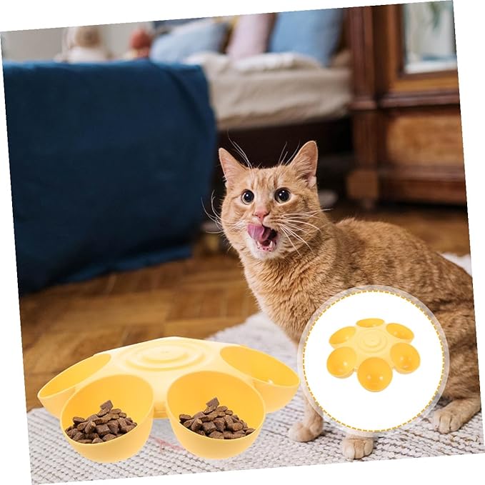 VOSAREA 2pcs Flower Petal Pet Feeding Bowls Multi-Compartment Reusable Plastic - Image 9