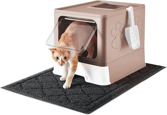 Medario Cat Litter Box with X-Large Litter Mat and Scoop, Large Covered Litter by Medario