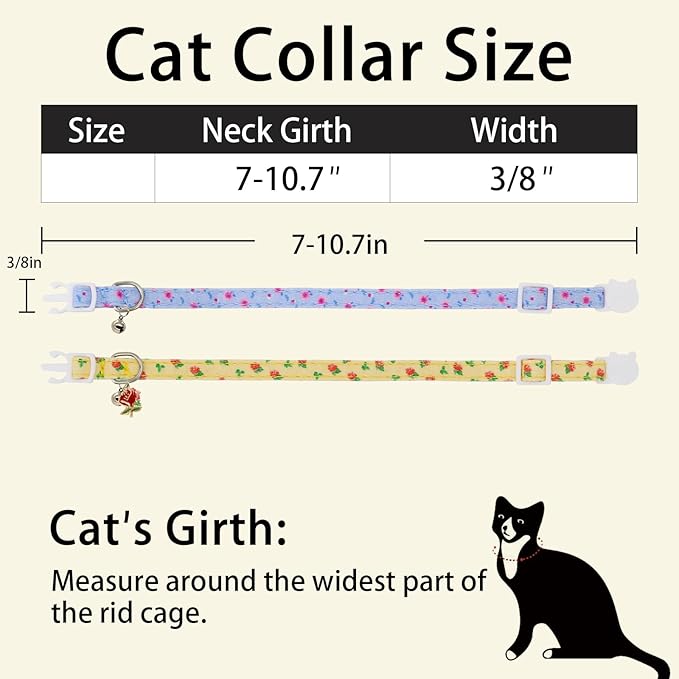 Cat Collars for Girl Cats & Boys, 2 Pack Soft Cotton Breakaway Collar - Image 6