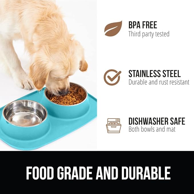GORILLA GRIP Feeding Mat Bowl Set, 100% Waterproof BPA Free Silicone, 304 - Image 5