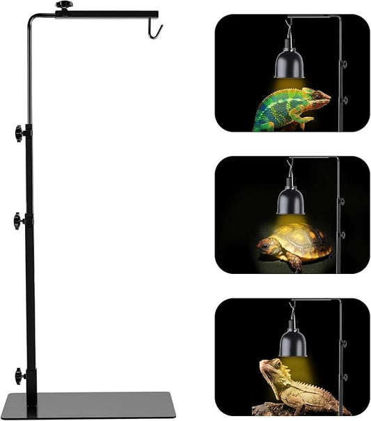 LUCKY HERP Reptile Lamp Stand, Adjustable 14-37 inch Metal Floor Light Holder by LUCKYHERP