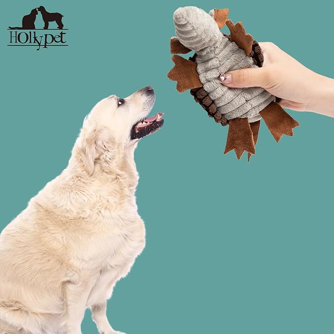 Hollypet Plush Dog Squeaky Toy Stuffed Armadillo Animal Pet Puppy Chew Toys - Image 5