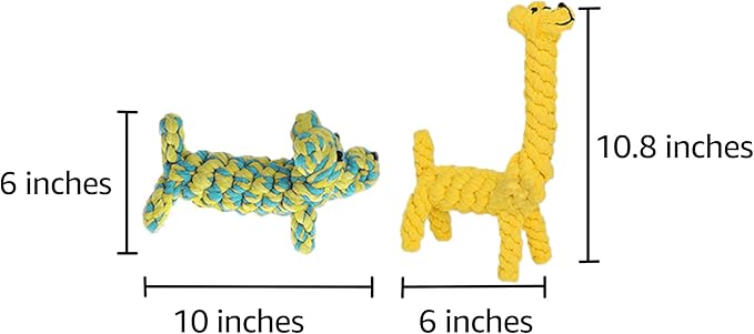 SunGrow Giraffe Cotton Knot Puppy & Ferret Ropes, Handwoven Chew Items - Image 5