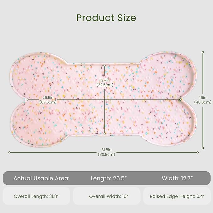 PWTAA Dog Food Mat Anti-Slip Silicone Dog Bowl Mat Thicker Pet Placemat - Image 2