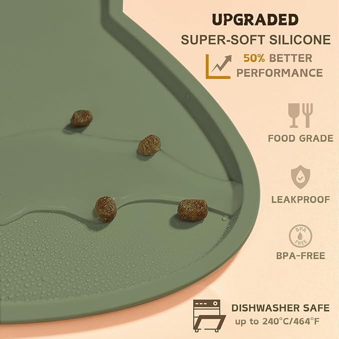 Cat Food Mat, Silicone Non Slip Dog Bowl Mat Waterproof Cat Feeding Mat Stop - Image 3